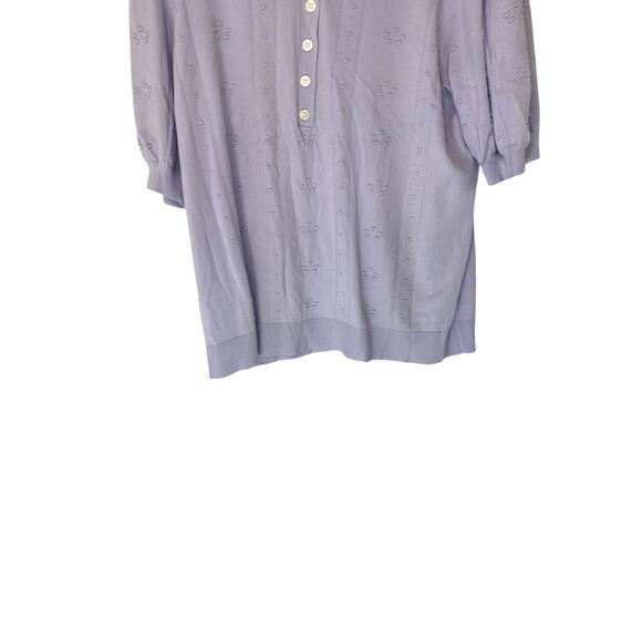 Loft Sweater Shirt Purple Button Front 3D Knit Soft Short‎ Sleeve Work Size XL - Picture 6 of 13